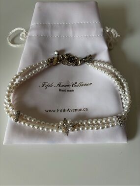 Vintage Fifth Ave Pearl and Crystal Choker